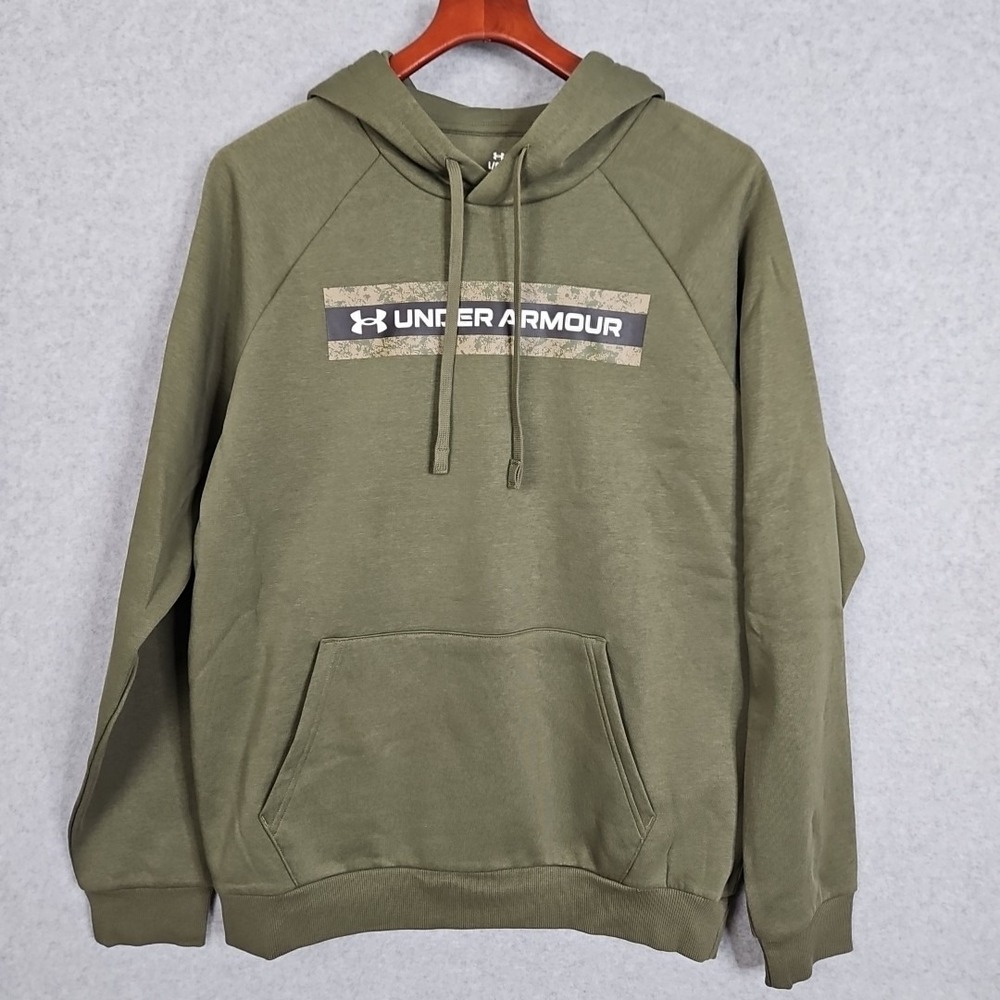 Under Armour Rival Fleece Camo Chest Stripe Hoodie Men's Size Large New 1386595
